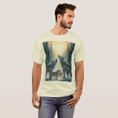 Howling Wolf Pack onder de maan T-shirt (Voorkant volledig)
