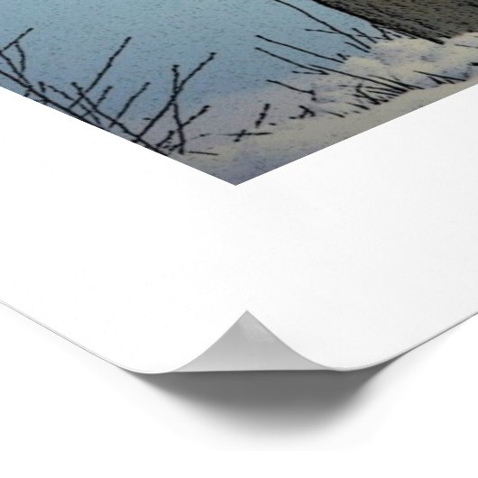 Howling Wolf Poster Afdrukken met witte grenzen (Hoek)