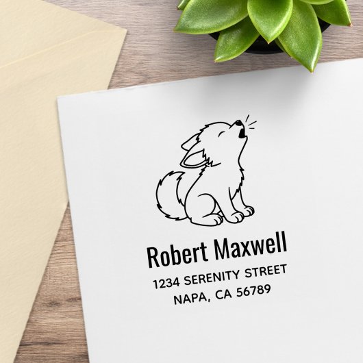 Howling Wolf Pup Address Rubberstempel