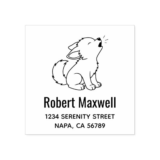 Howling Wolf Pup Address Rubberstempel (Afrduk)