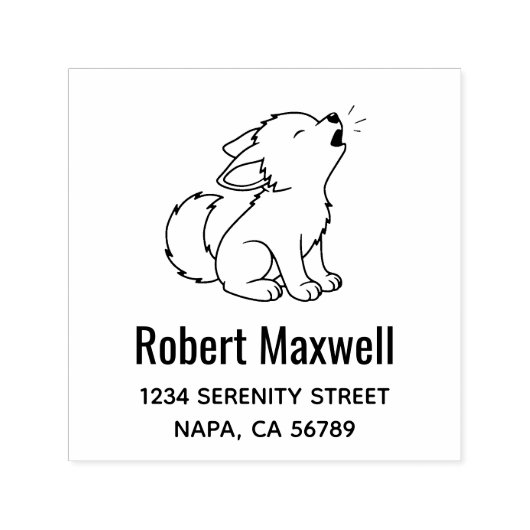 Howling Wolf Pup Address Zelfinktende Stempel (Design)