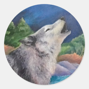 Howling Wolf Ronde Sticker