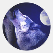 Howling Wolf Ronde Sticker (Voorkant)