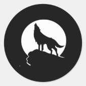 Howling Wolf Ronde Sticker (Voorkant)