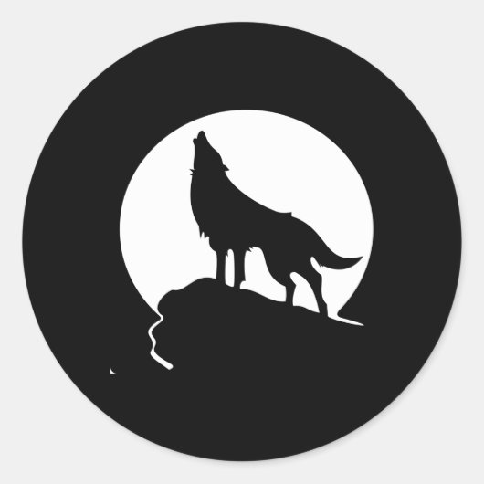 Howling Wolf Ronde Sticker (Voorkant)
