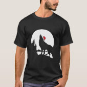 Howling Wolf Santa Hat met Kerstmis Pajama Cool Mo T-shirt (Voorkant)