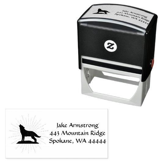 Howling Wolf Sihouette Rustic Zelfinktende Stempel (In situ)