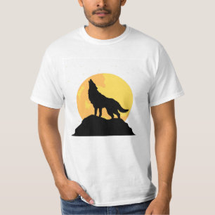 Howling Wolf Silhouet onder volle maan T-shirt