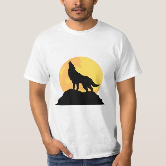 Howling Wolf Silhouet onder volle maan T-shirt (Voorkant)