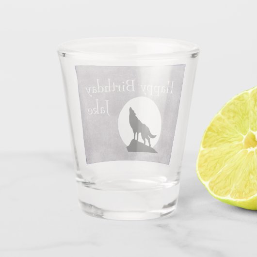 Howling Wolf Silhouette Birthday  Shot Glas (Achterkant)