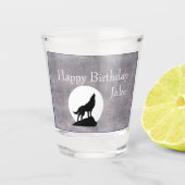 Howling Wolf Silhouette Birthday  Shot Glas (Voorkant)
