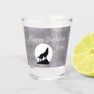 Howling Wolf Silhouette Birthday  Shot Glas