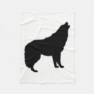 Howling Wolf Silhouette Fleece Deken