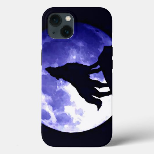 Howling Wolf Silhouette & Fullmoon Blue Night Case-Mate iPhone Case (Achterkant)