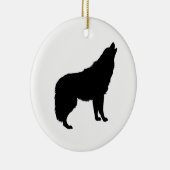 Howling Wolf Silhouette Keramisch Ornament (Rechts)