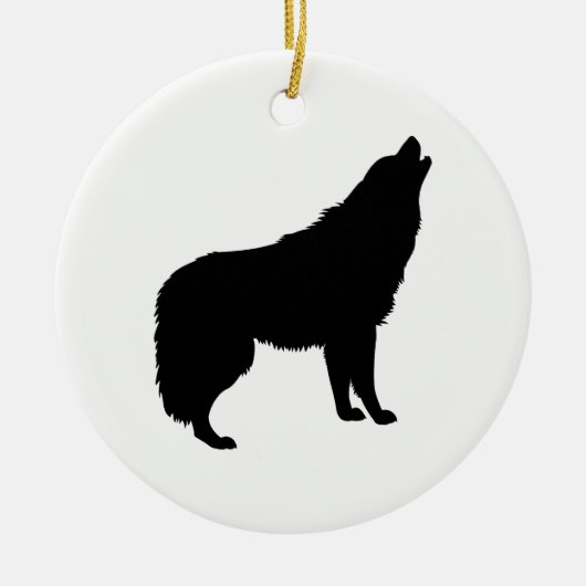 Howling Wolf Silhouette Keramisch Ornament (Voorkant)