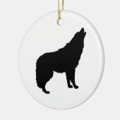Howling Wolf Silhouette Keramisch Ornament (Links)