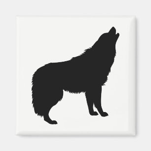 Howling Wolf Silhouette Magneet