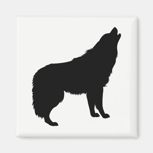 Howling Wolf Silhouette Magneet (Voorkant)