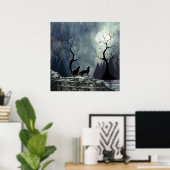Howling Wolf Silhouette Poster (Thuiskantoor)