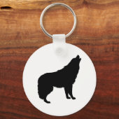 Howling Wolf Silhouette Sleutelhanger (Voorkant)