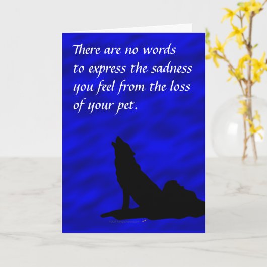 Howling Wolf Silhouette Sympathie voor verlies van Kaart (Gele Bloem)