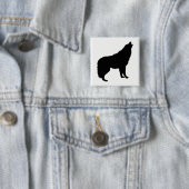 Howling Wolf Silhouette Vierkante Button 5,1 Cm (In situ)