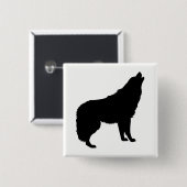Howling Wolf Silhouette Vierkante Button 5,1 Cm (Voorkant /achterkant)