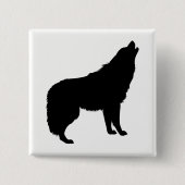 Howling Wolf Silhouette Vierkante Button 5,1 Cm (Voorkant)