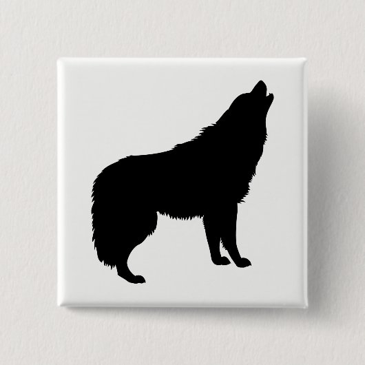 Howling Wolf Silhouette Vierkante Button 5,1 Cm (Voorkant)