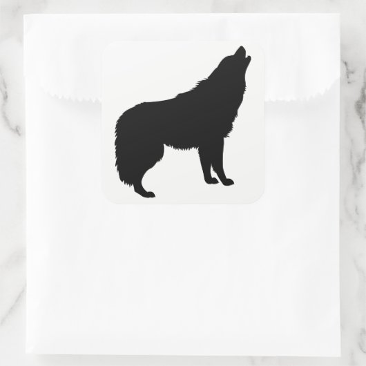 Howling Wolf Silhouette Vierkante Sticker (Tas)