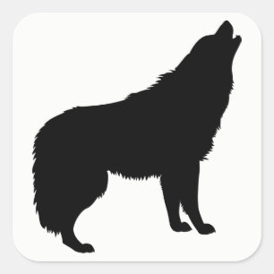 Howling Wolf Silhouette Vierkante Sticker
