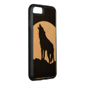 Howling wolf silhouette wood iPhone 6 Carved Wood iPhone Hoesje (Rechts)