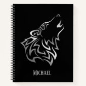 Howling Wolf Silver Black Monogram Notitieboek (Voorkant)