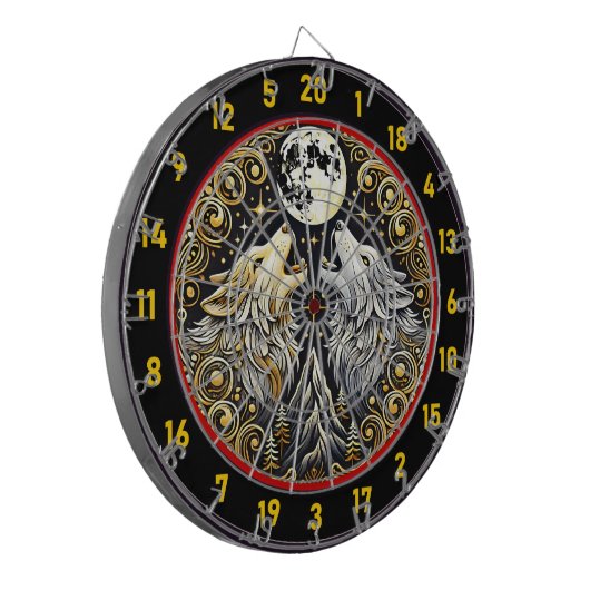 Howling Wolf staat voor vrijheid en macht Dartbord (Voorkant Links)