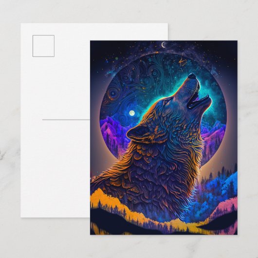 Howling Wolf Surreal Fantasy Briefkaart (Voorkant / Achterkant)