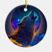 Howling Wolf Surreal Fantasy Keramisch Ornament (Voorkant)