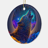 Howling Wolf Surreal Fantasy Keramisch Ornament (Links)