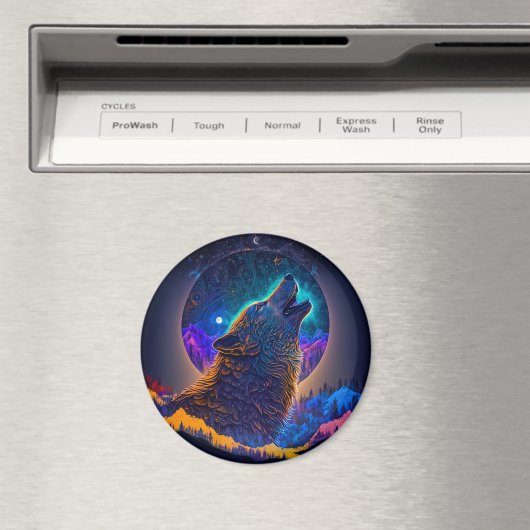 Howling Wolf Surreal Fantasy Magneet (Insitu (Vaatwasser))