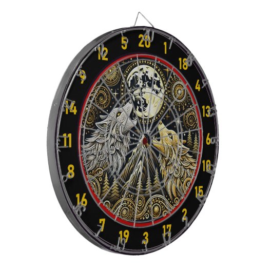 Howling Wolf symboliseert kracht en wilde vrijheid Dartbord (Voorkant Links)