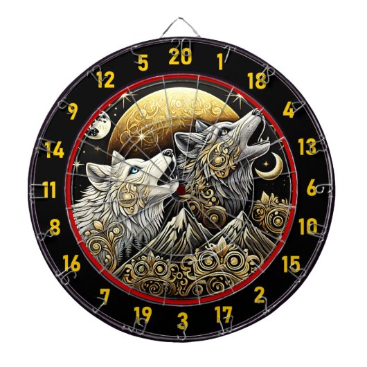 Howling Wolf symboliseert kracht en wilde vrijheid Dartbord (Voorkant)
