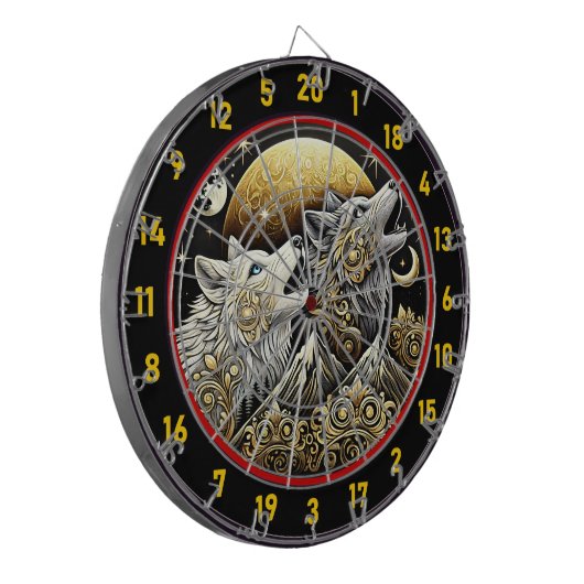 Howling Wolf symboliseert kracht en wilde vrijheid Dartbord (Voorkant Links)