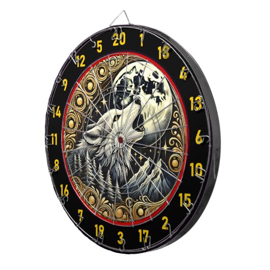 Howling Wolf symboliseert wildernis en kracht Dartbord (Voorkant Rechts)