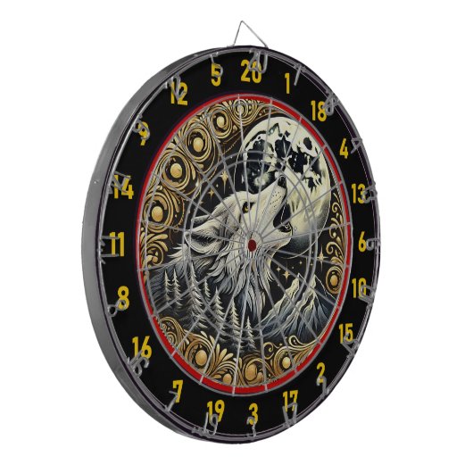 Howling Wolf symboliseert wildernis en kracht Dartbord (Voorkant Links)