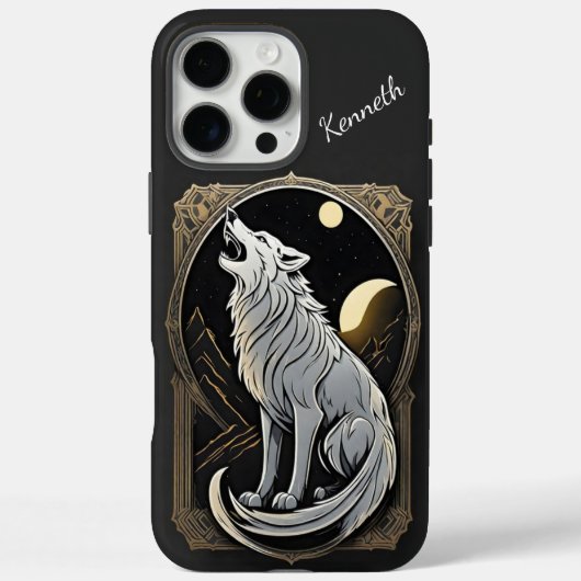 Howling Wolf tegen de nachtelijke hemel met planet Case-Mate iPhone Case (Achterkant)