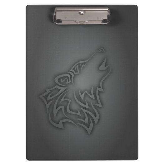 Howling Wolf Tribal Black Klembord (Voorkant)