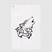 Howling Wolf Tribal Golfhanddoek (Voorkant)