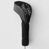 Howling Wolf Tribal | Zwart en zilver Golfheadcover (Schuin)