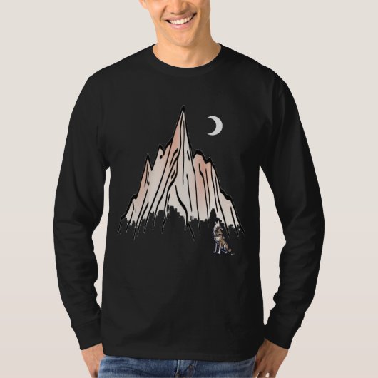 Howling Wolf Under Crescent Moon Mountain - Modern T-shirt (Voorkant)