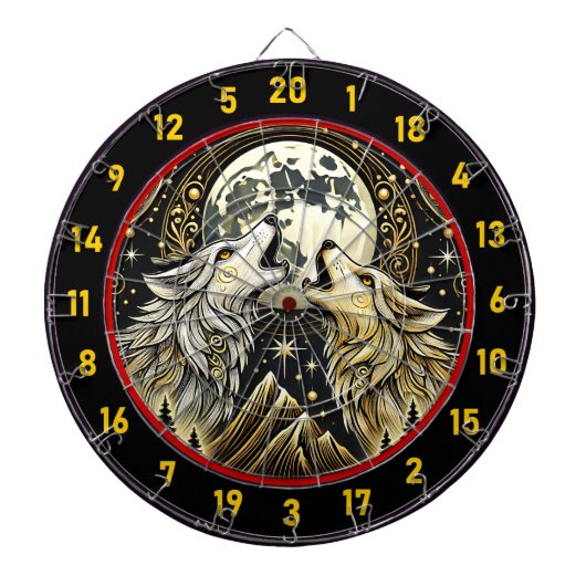 Howling Wolf verenigt wildernis en elegantie Dartbord (Voorkant)